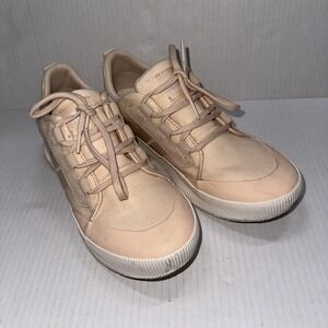 Sorel Out N About Shoes Womens 10 White Peach Canvas Low Top Sneakers Comfort